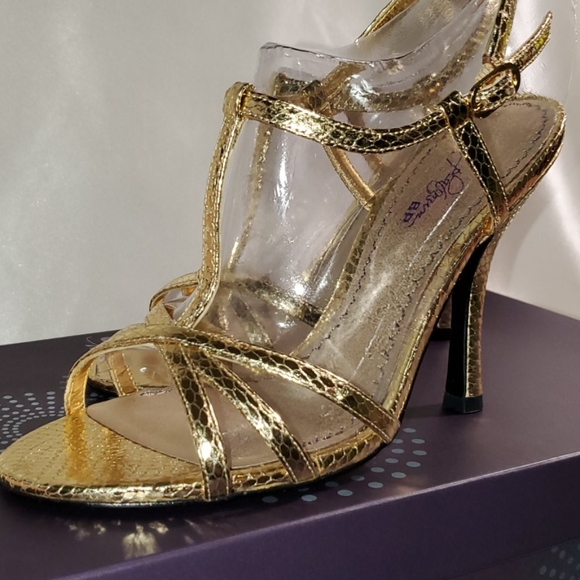 BP Platinum (Nordstrom) Gold Snake Skin Heels - Picture 5 of 5